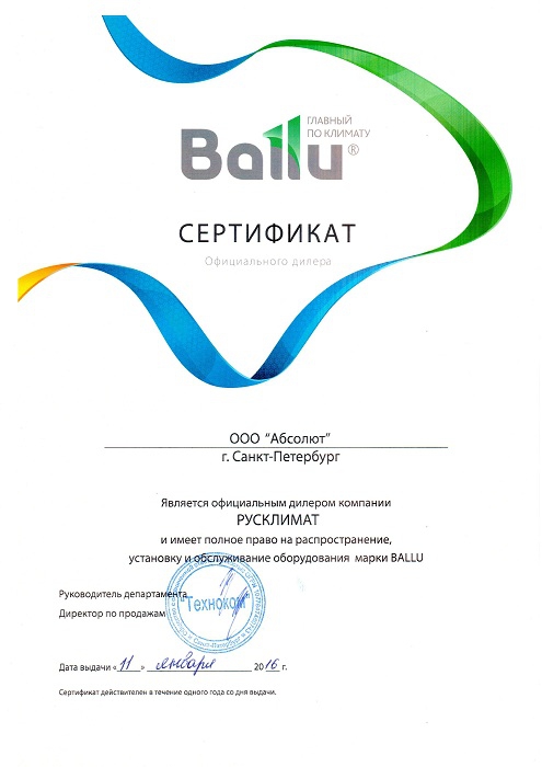Сертификат-Ballu